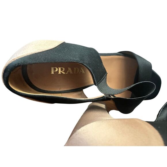 Prada Iconic Retro Satin Sandals Shoes Slingback Peep Open Toe Pumps Size 39 - Picture 6 of 16
